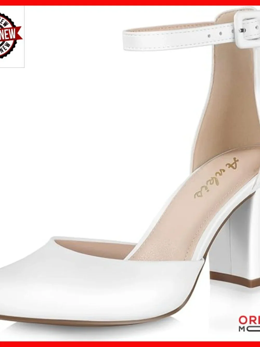 Women's Chunky Block Heel Pumps with Adjustable Ankle Strap, 3 Inch